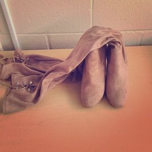 Over the knee tan boots